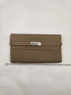 HERMES Kelly Long Wallet Etoup Silver Leather2020