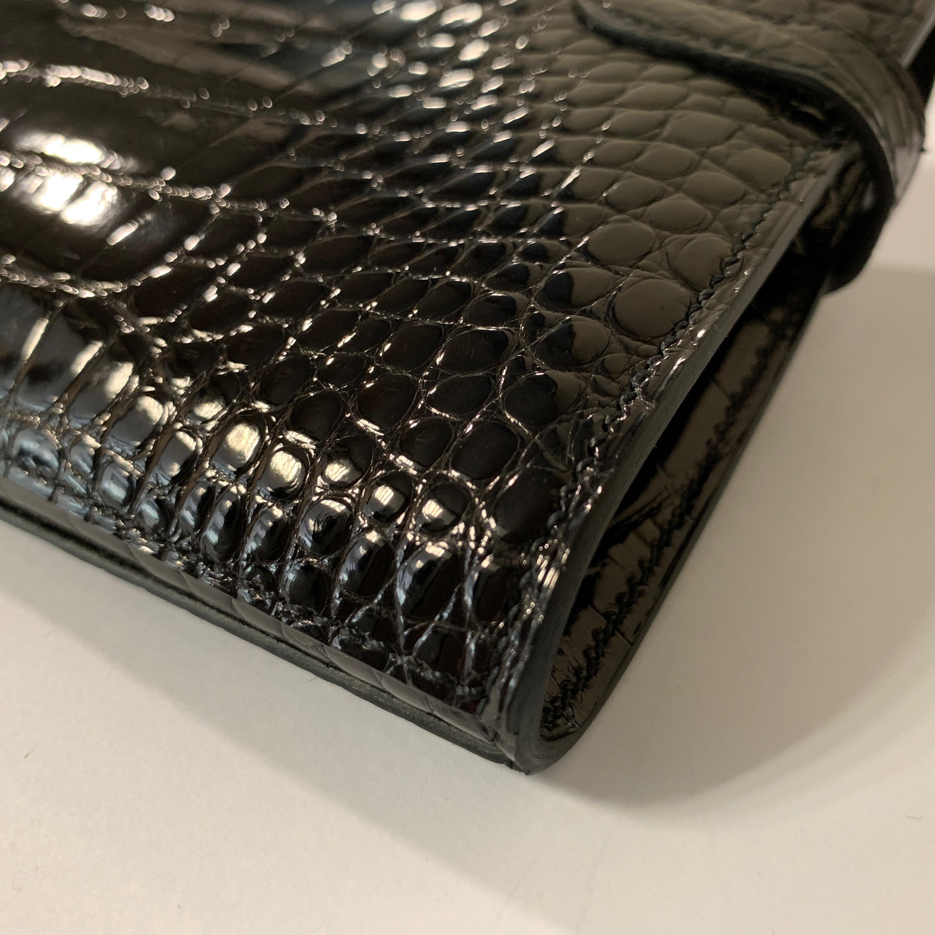 HERMES Kelly Long Wallet in Black Mississippiensis Alligator 1