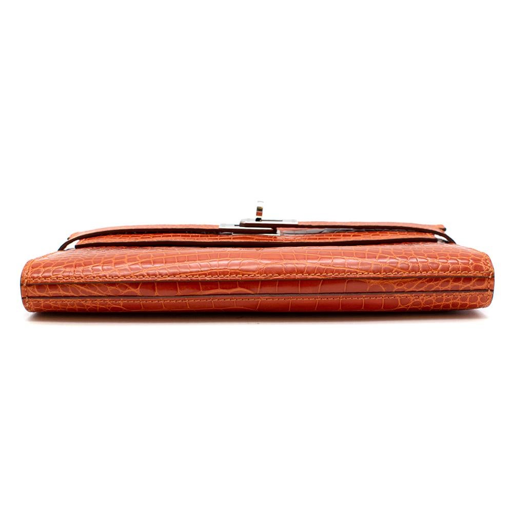 Hermès Kelly Long Wallet in Feu Lisse Alligator Mississippiensis PHW In Excellent Condition In London, GB