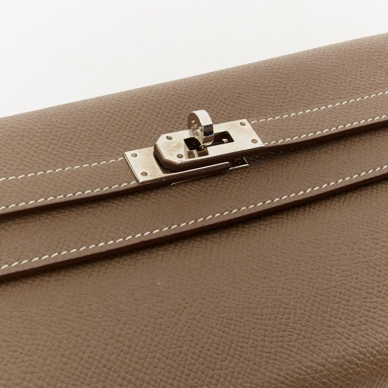 Women's HERMES Kelly Longue taupe togo leather silver turnlock flap long wallet
