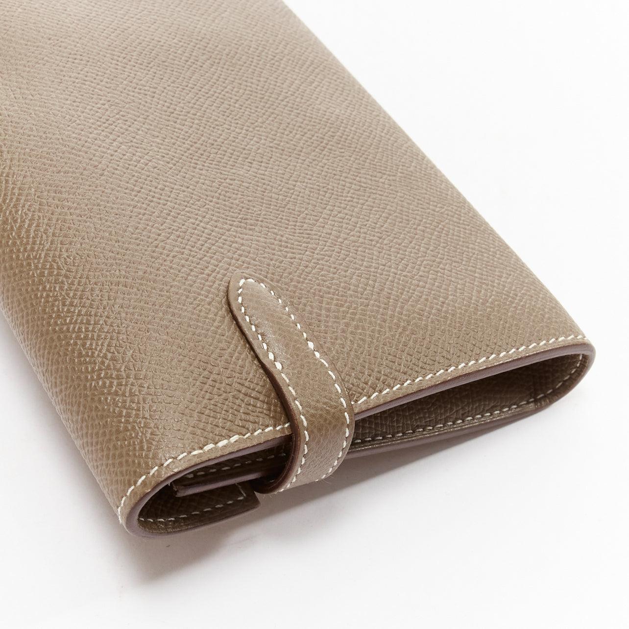 HERMES Kelly Longue taupe togo leather silver turnlock flap long wallet 1