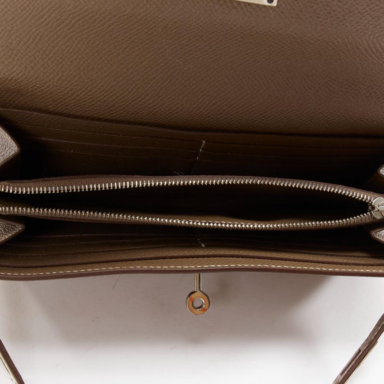 HERMES Kelly Longue taupe togo leather silver turnlock flap long wallet 2