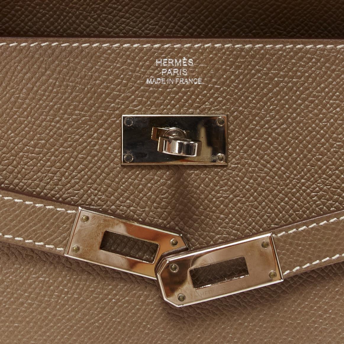 HERMES Kelly Longue taupe togo leather silver turnlock flap long wallet 3