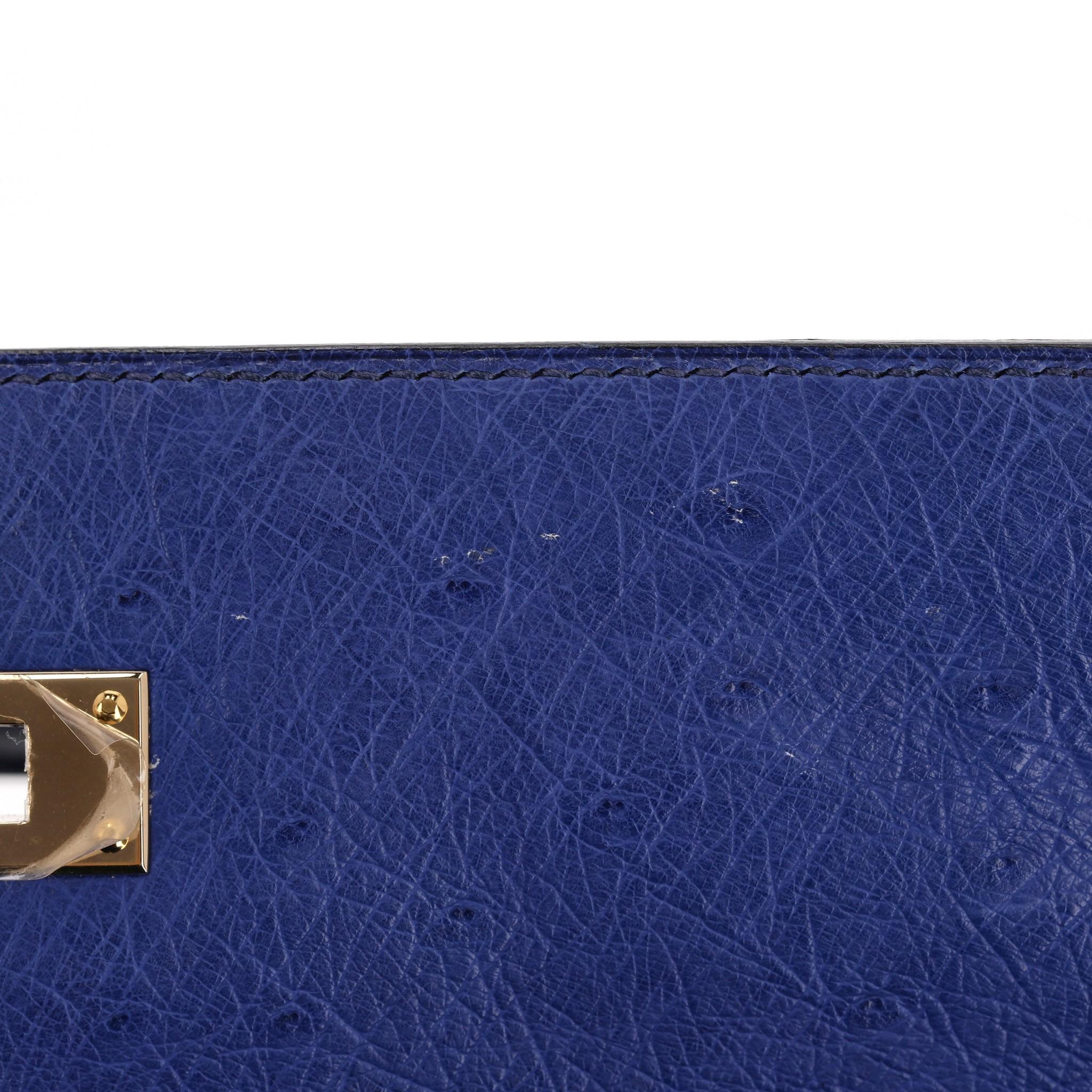 Hermes Kelly Ltd Edition Ghillies Bag In Ostrich Skin For Sale 8