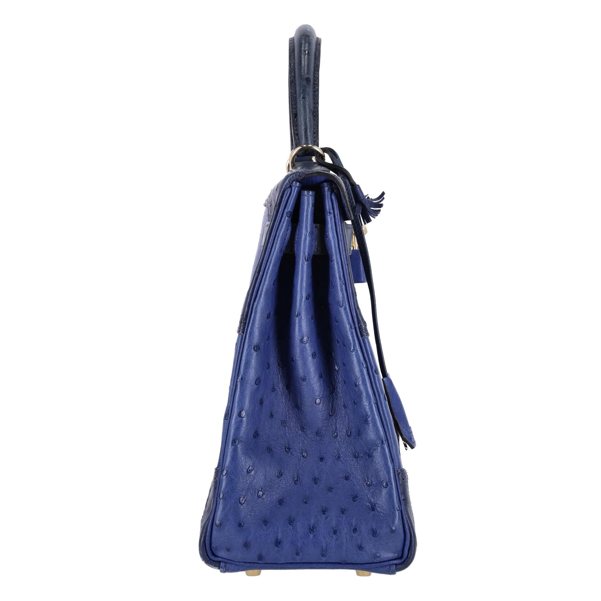 Purple Hermes Kelly Ltd Edition Ghillies Bag In Ostrich Skin For Sale