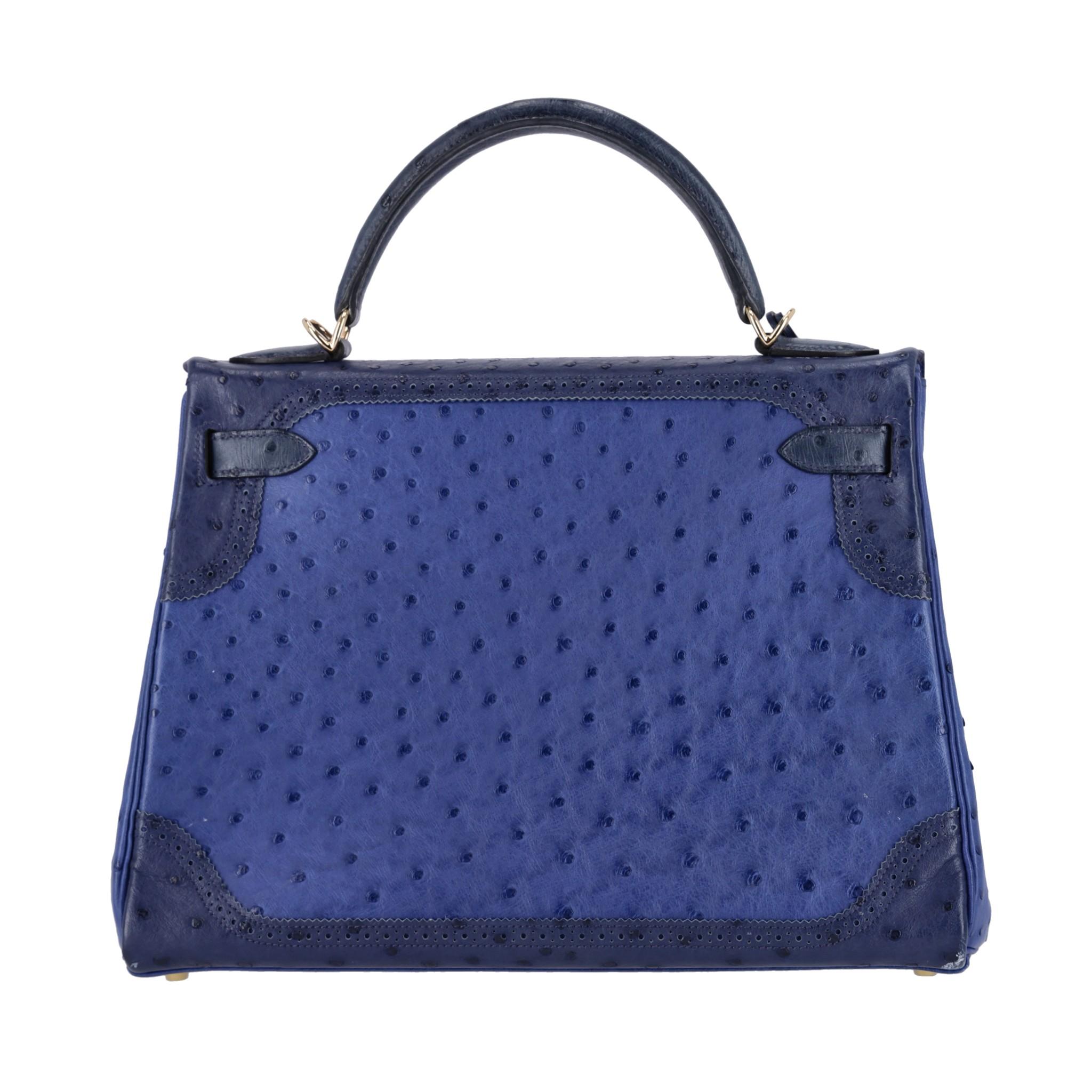 Hermes Kelly Ltd Edition Ghillies Bag In Ostrich Skin In Good Condition For Sale In London, GB