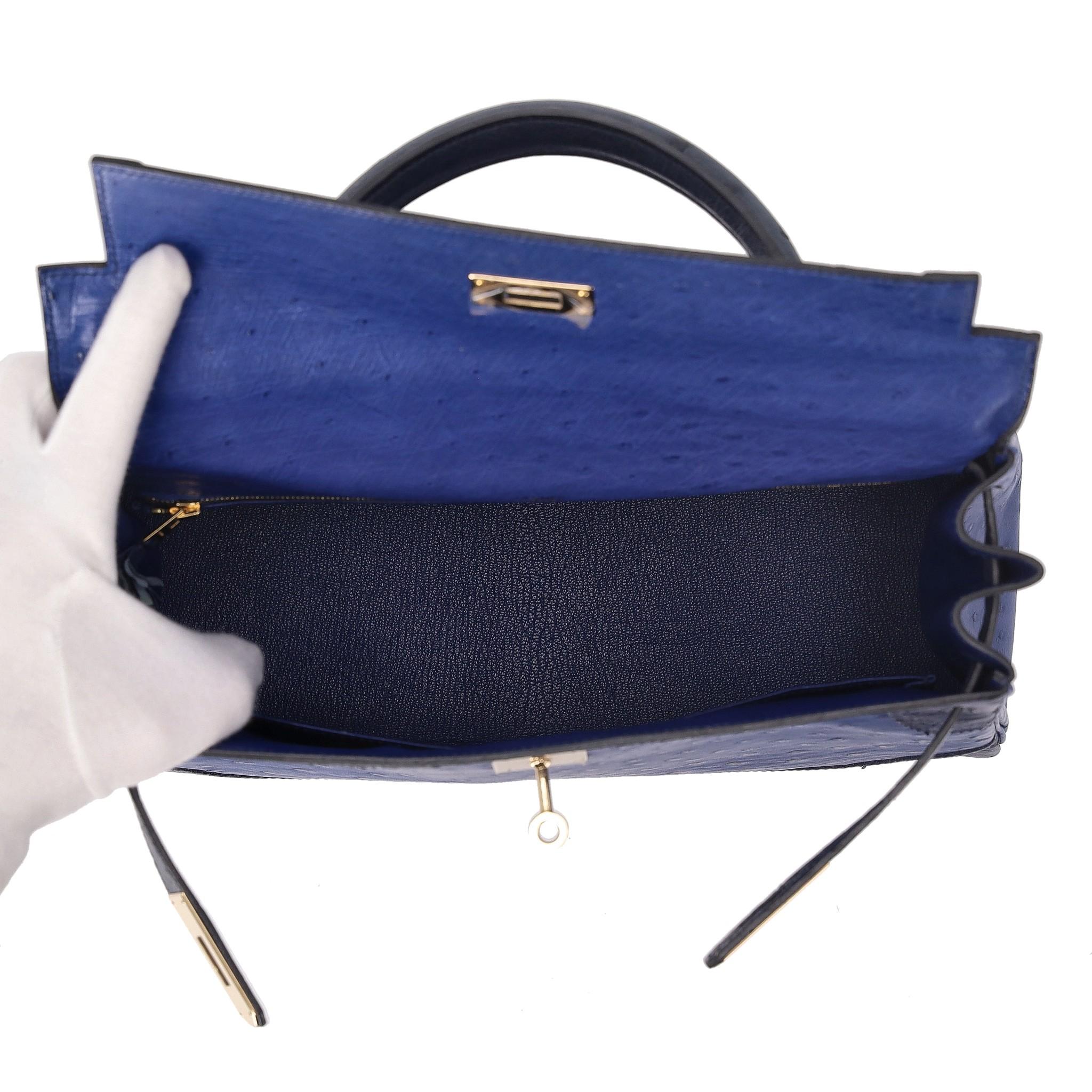 Hermes Kelly Ltd Edition Ghillies Bag In Ostrich Skin For Sale 1