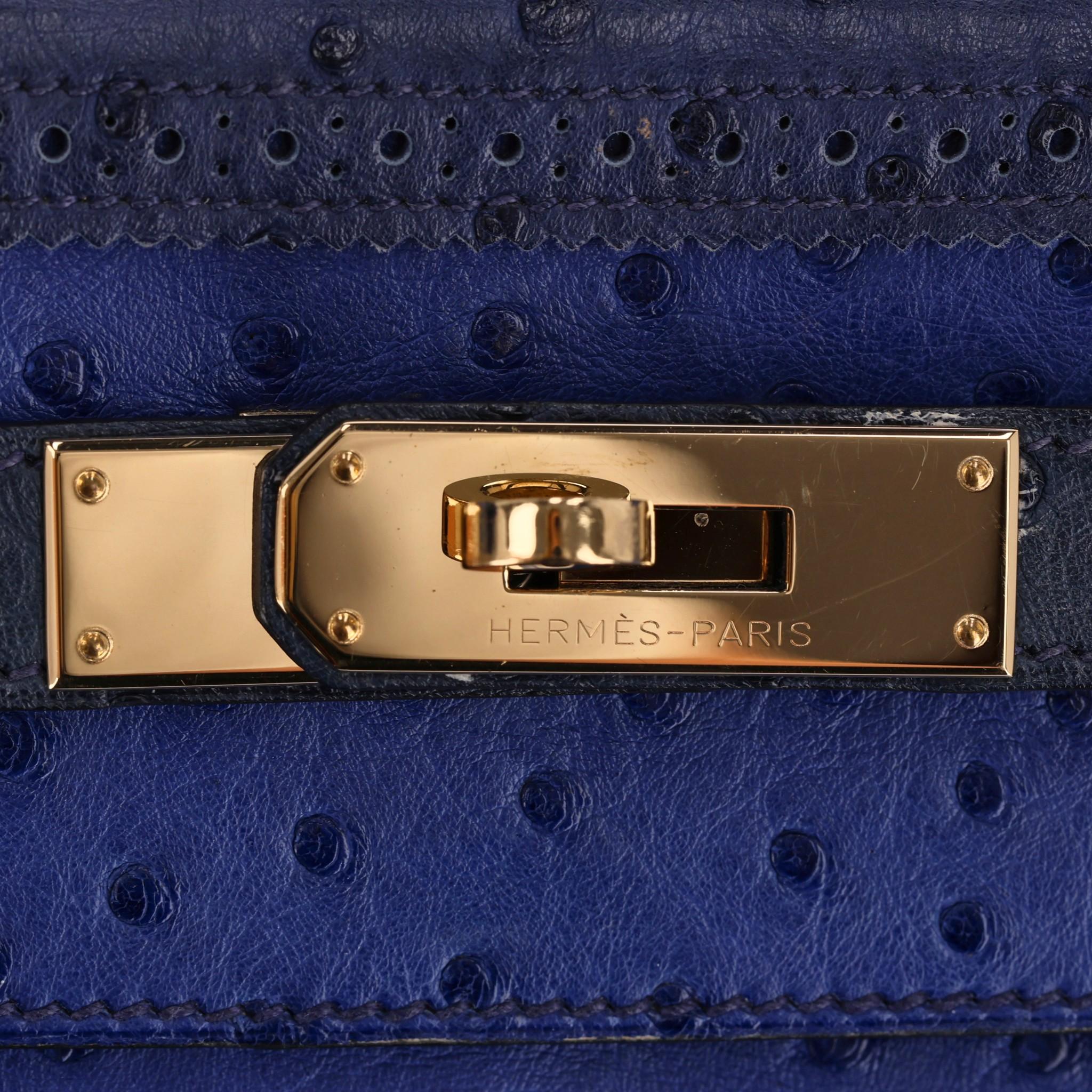 Hermes Kelly Ltd Edition Ghillies Bag In Ostrich Skin For Sale 3