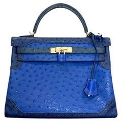 Kelly 35 Gold Colour in Ostrich Leather with gold Hardware. Hermès. 2001., Handbags and Accessories Online, Ecommerce Retail
