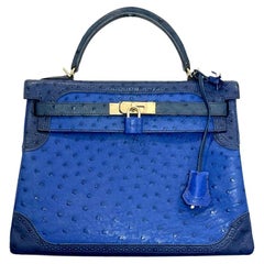 Sac Hermes Kelly Ltd Edition Ghillies en peau d'autruche