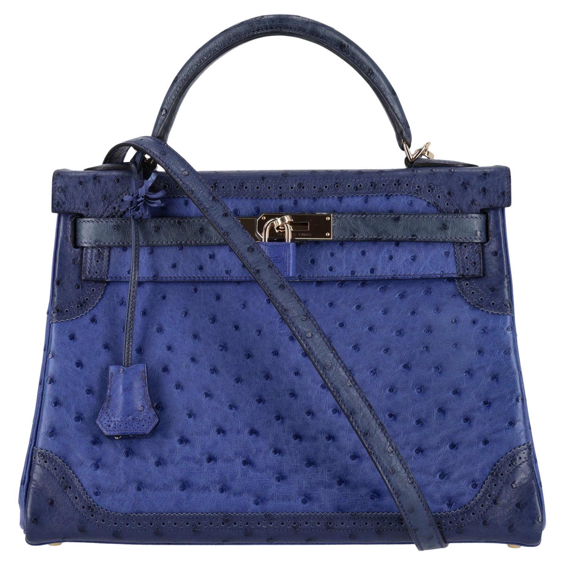 Hermes Kelly Ltd Edition Ghillies Bag In Ostrich Skin