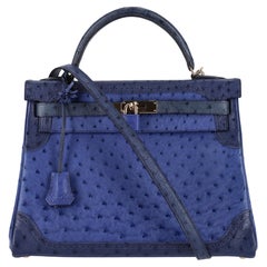 Hermes Kelly Ltd Edition Ghillies Bag In Ostrich Skin