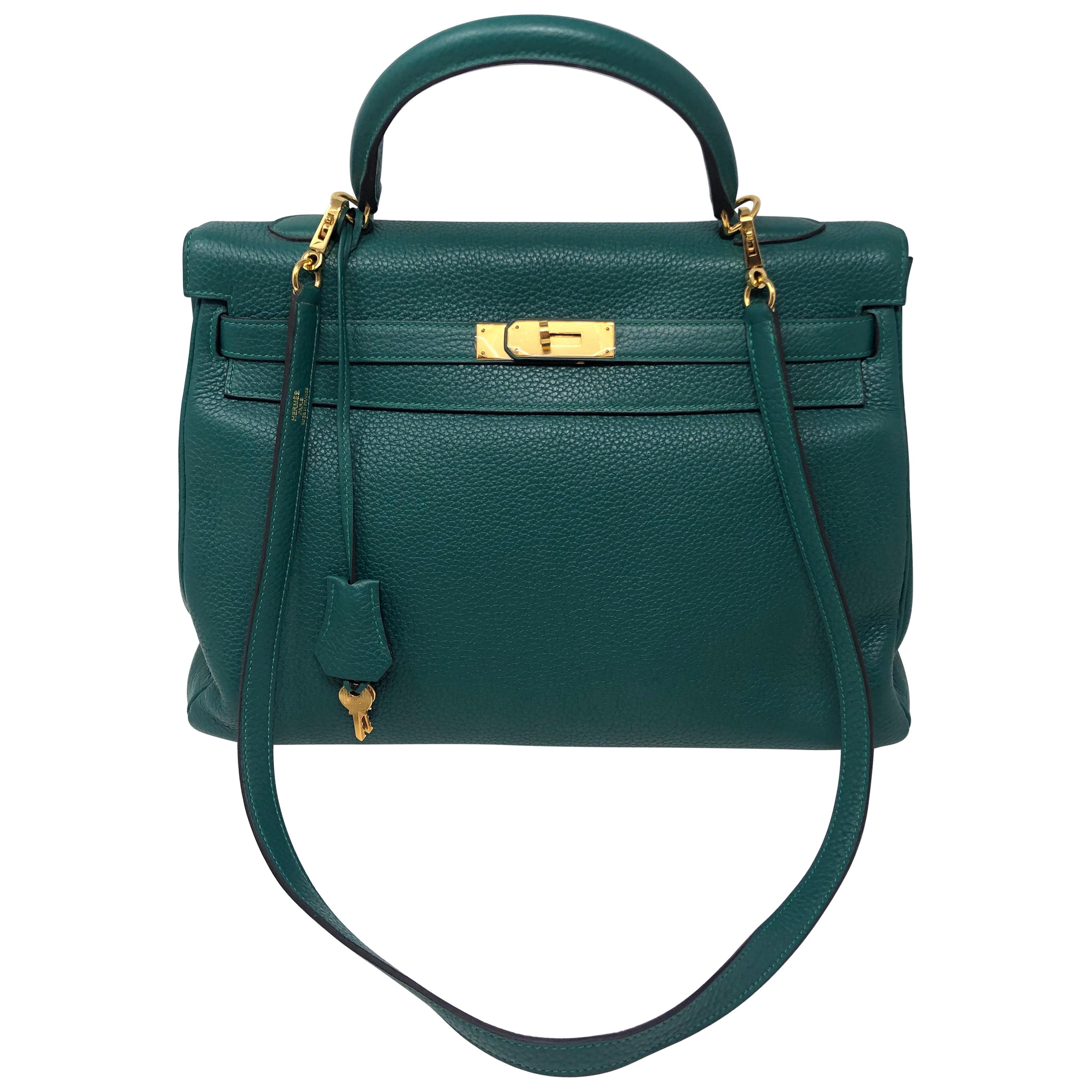 Hermes Mini Kelly 20cm Vert Jade VIP Epsom Gold Shoulder Bag, Z Stamp, 2021  For Sale at 1stDibs