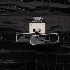 Hermes Kelly Manchon Black Mink and Porosus Crocodile Muff