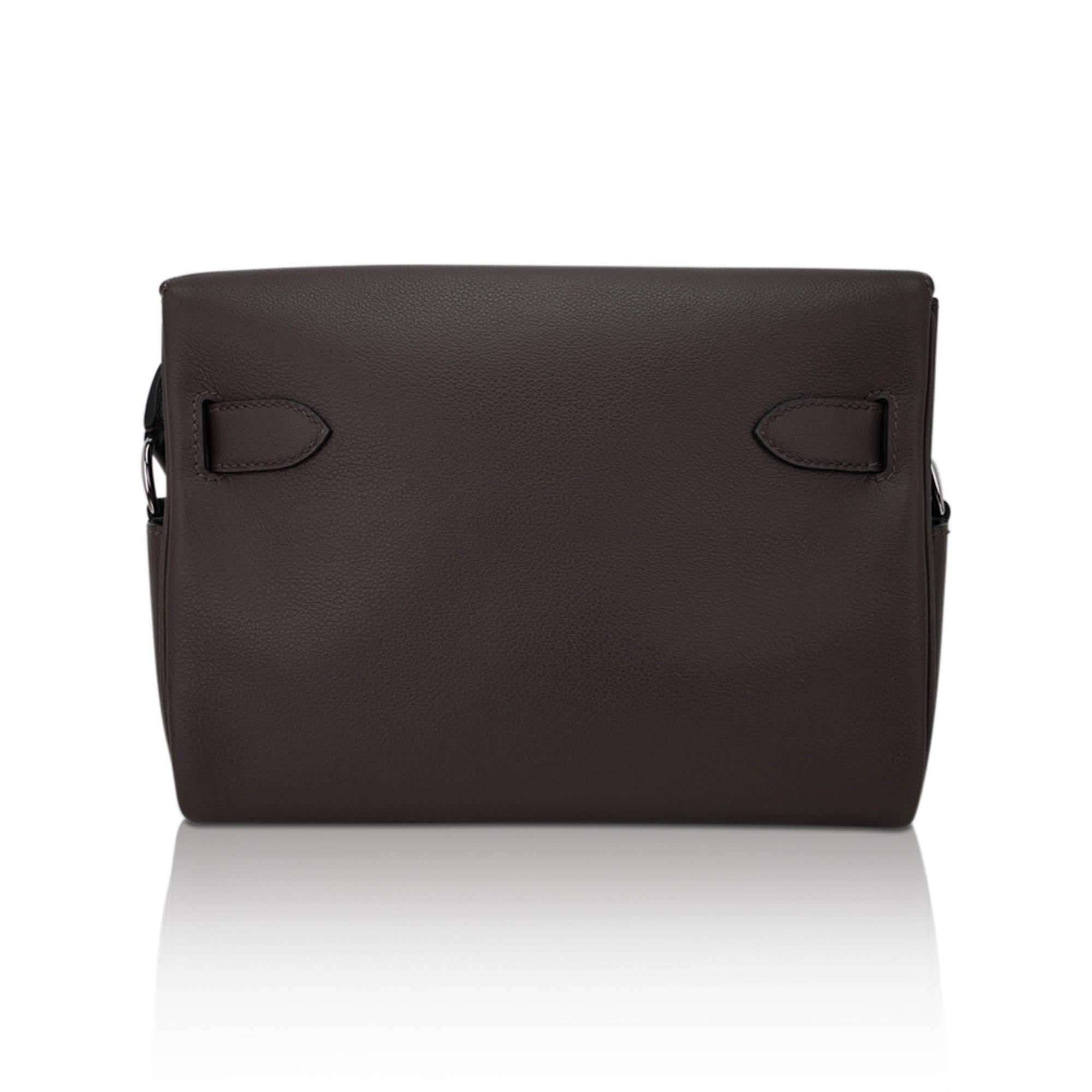 Hermes Kelly Messenger 25 Bag Ecorce Evercolor Leather with Palladium Hardware 6