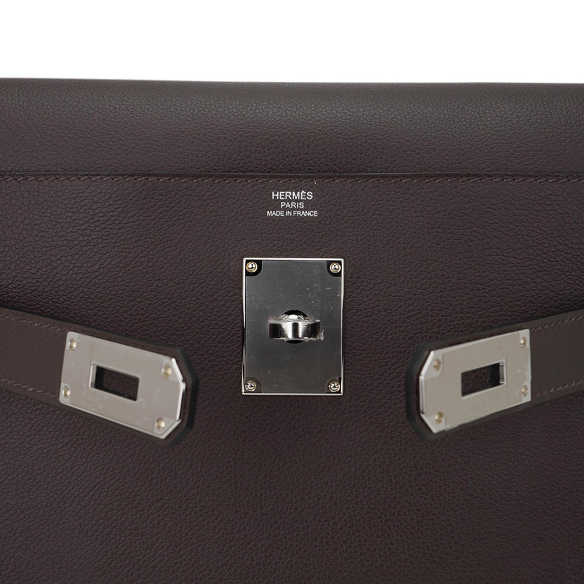 Hermes Kelly Messenger 25 Bag Ecorce Evercolor Leather with Palladium Hardware 2