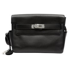 Hermès Kelly Messenger PM Bag Black Leather w PH