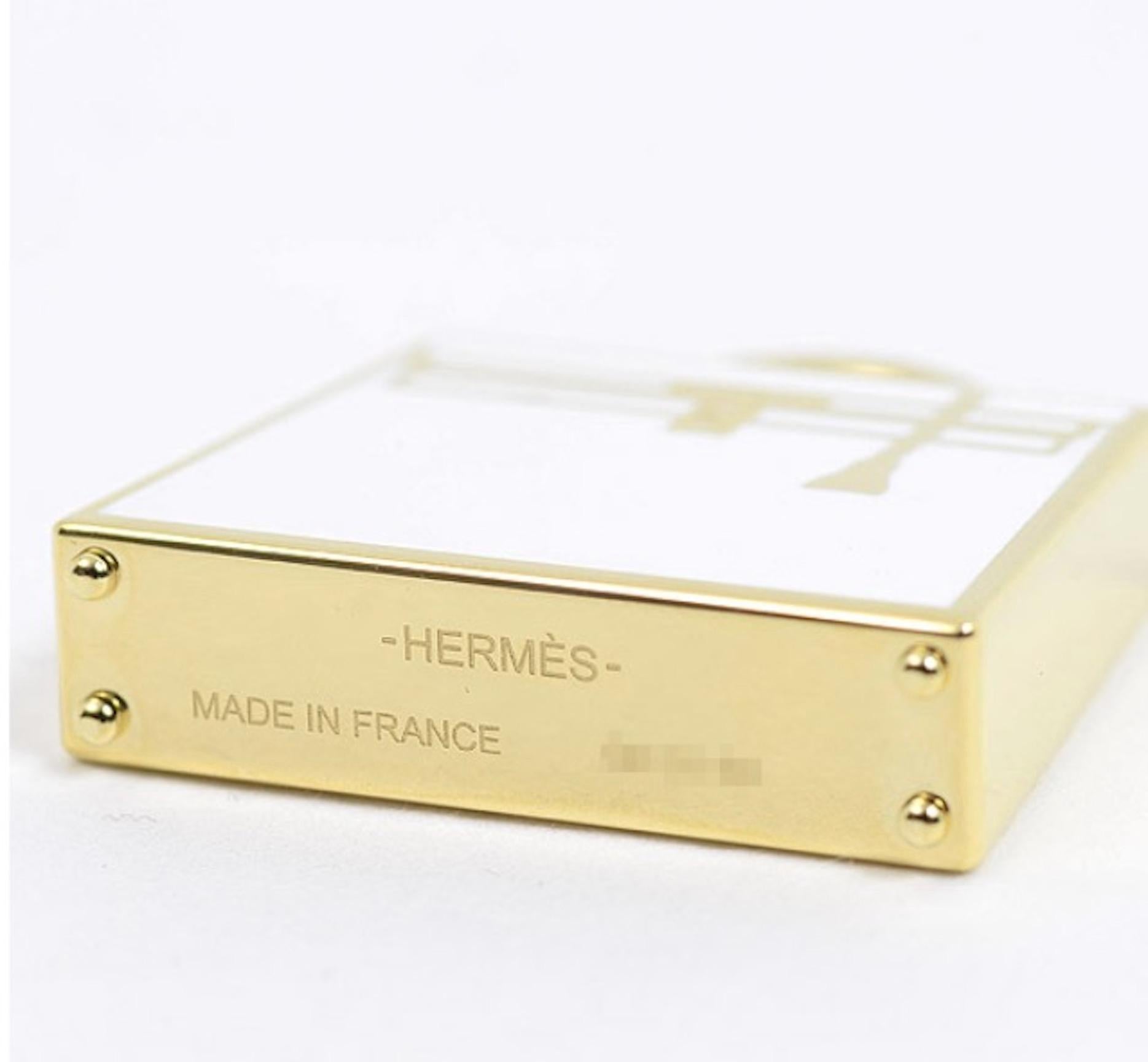 Hermes Kelly Metal Gold White Top Handle Satchel Tote Pendant Charm Curio In Good Condition In Chicago, IL