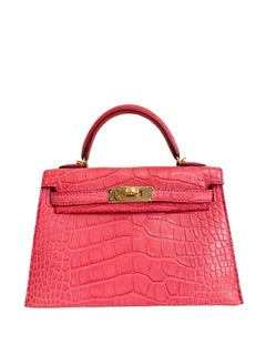 Hermes Kelly Mini 20 Alligator Bougainvillea Pink Gold Hardware New 2020