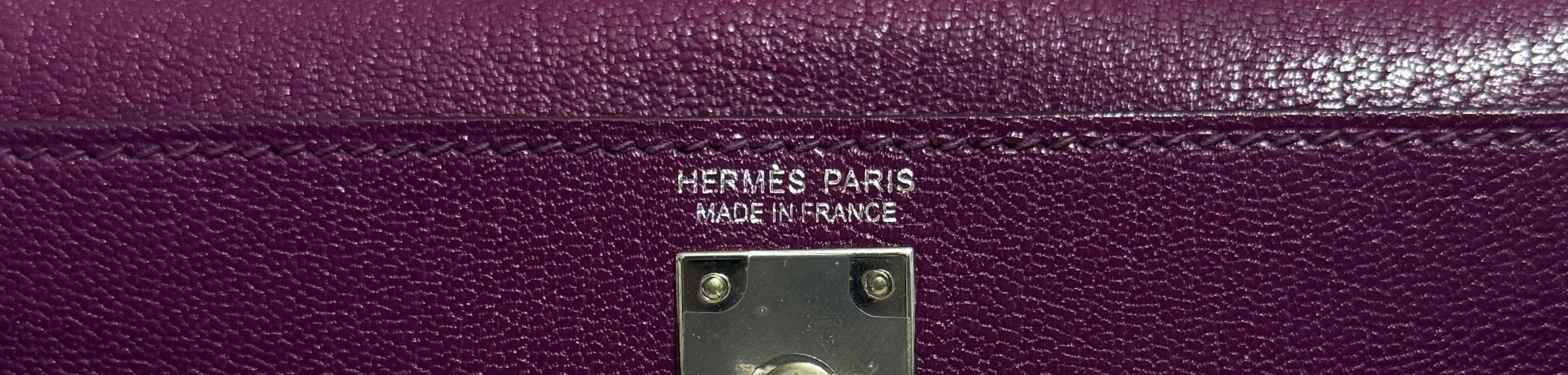 Hermes Kelly Mini 20 Anemone Purple Chèvre Leather Palladium Hardware RARE 2