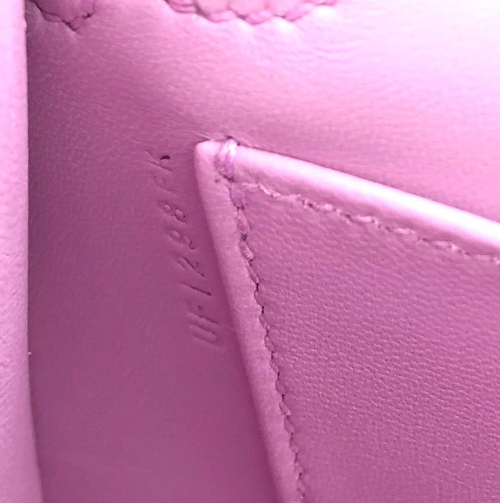Purple Hermes Kelly Mini 20 Bag Mauve Sylvester Epsom Leather Palladium Hardware 2022