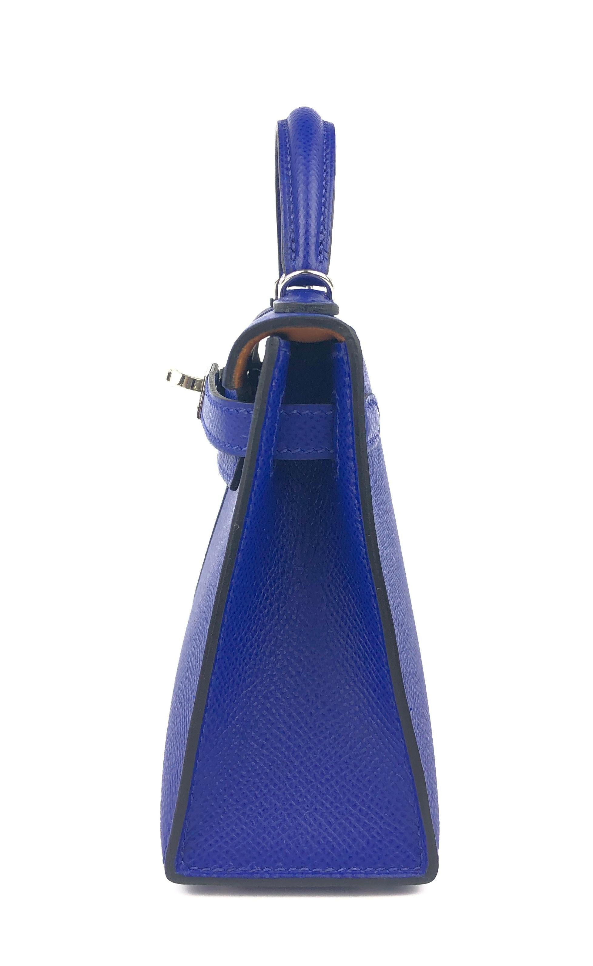 Women's or Men's Hermes Kelly Mini 20 Bag Tricolor Blue Electric Blue Encre Gold Epsom New 2021