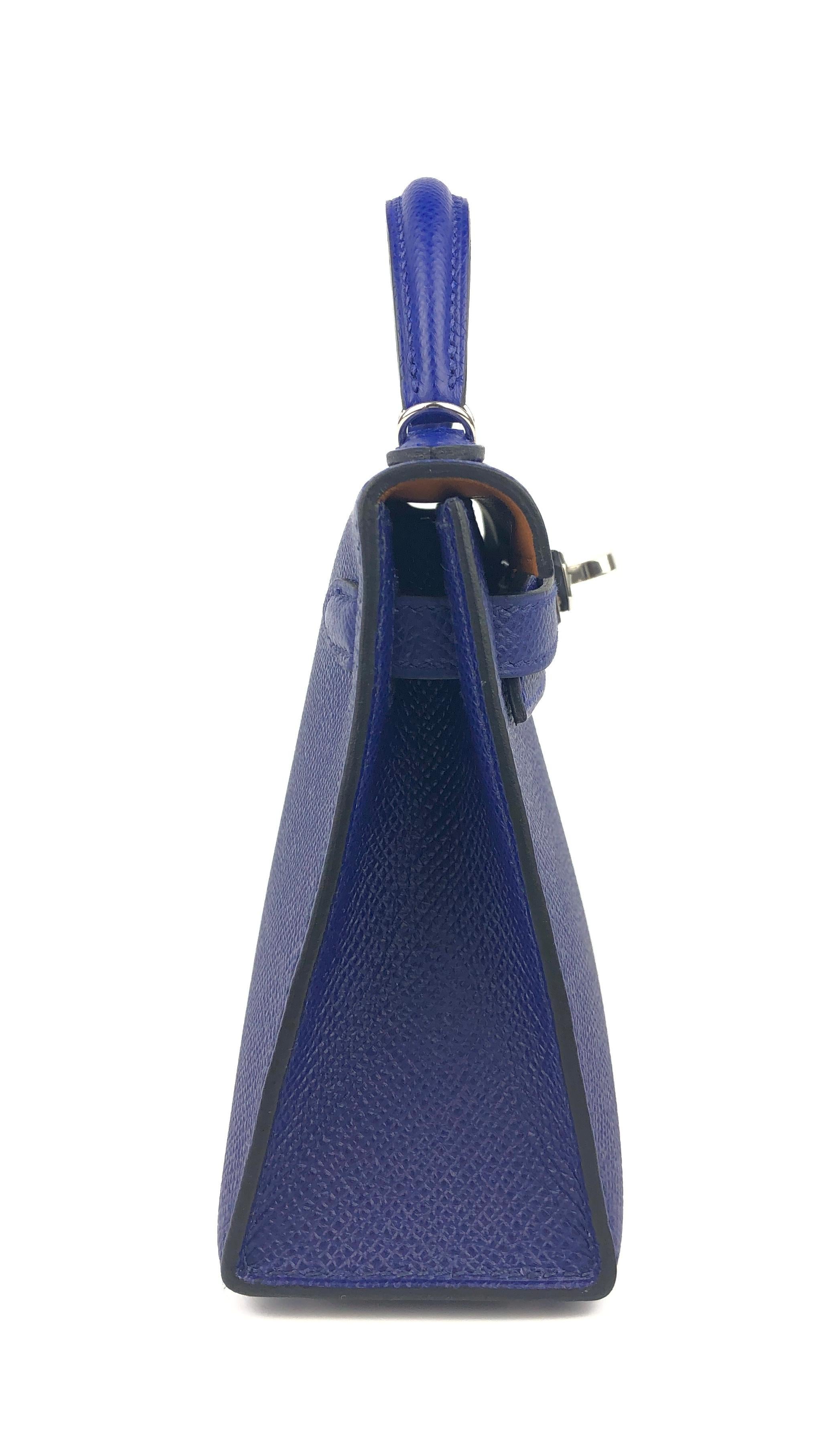 Hermes Kelly Mini 20 Bag Tricolor Blue Electric Blue Encre Gold Epsom New 2021 1
