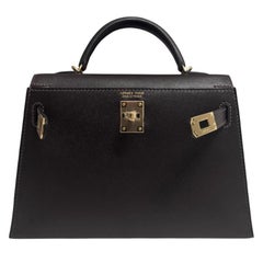 Hermes Kelly Mini 20 Bai Brun Brown Madame Leather Permabrass Top Handle Bag