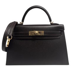 Hermes Kelly Mini 20 Bai Brun Brown Madame Leather Permabrass Top Handle Bag