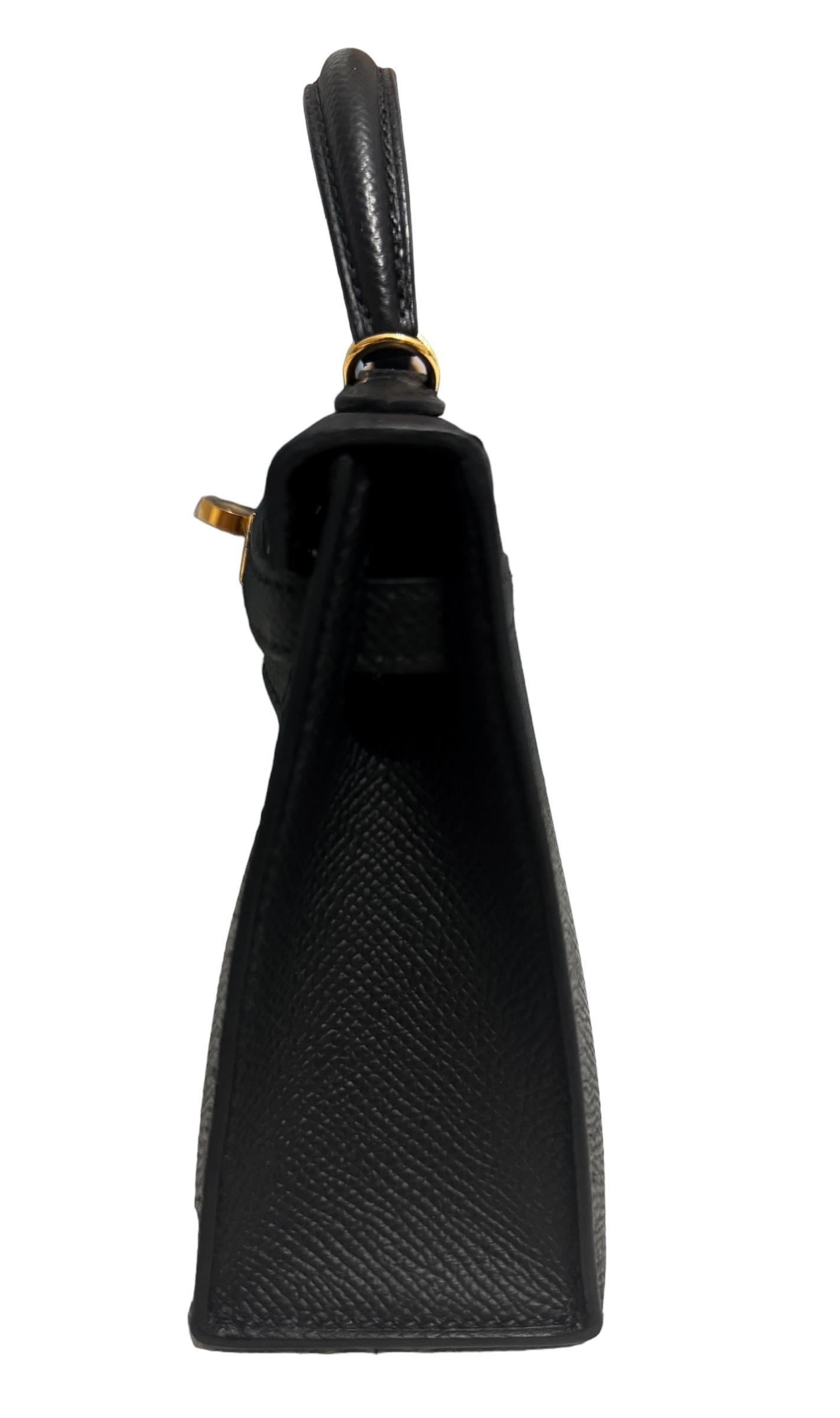 Hermes Kelly Mini 20 Black Noir Epsom Leather Gold Hardware GRAIL RARE 2023 2