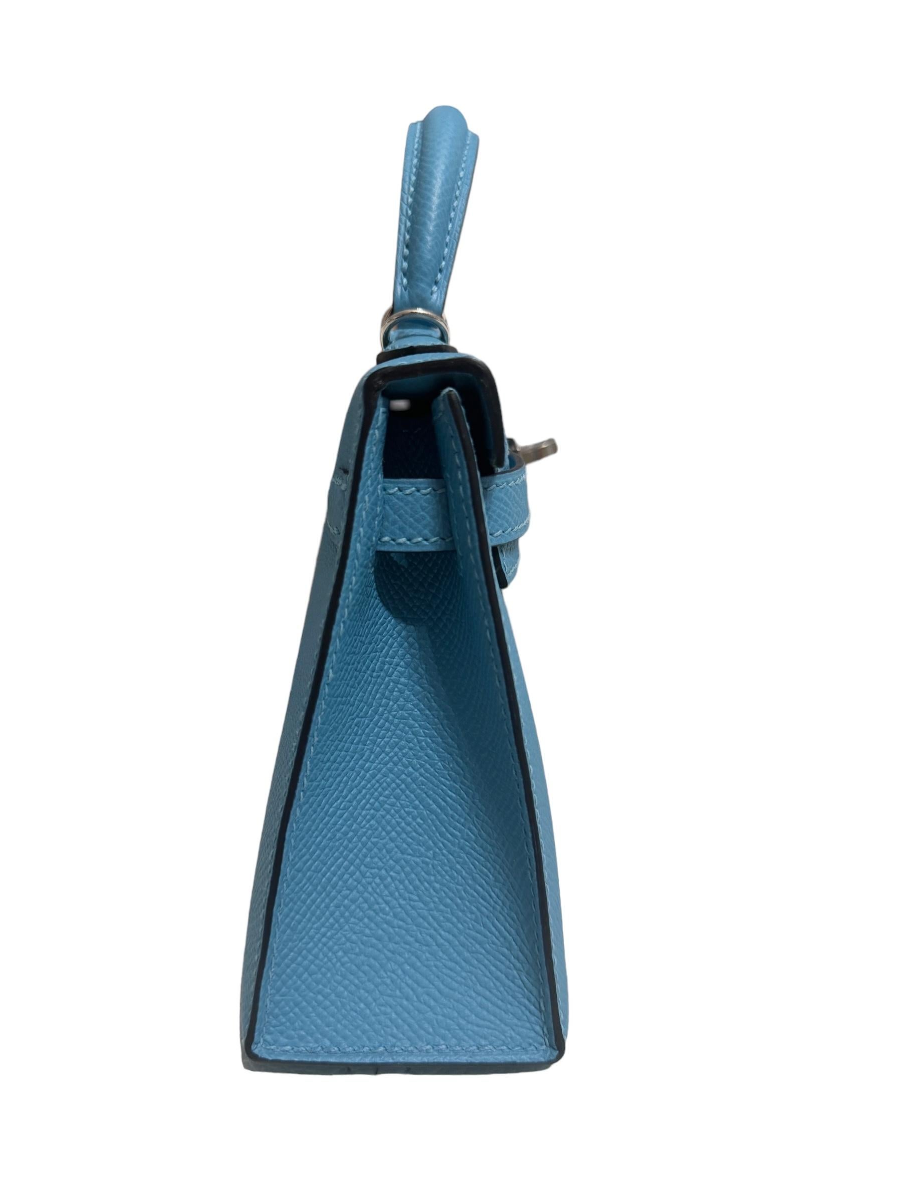 Hermes Kelly Mini 20 Bleu du Nord Blue Epsom Leather Palladium Hardware RARE 3