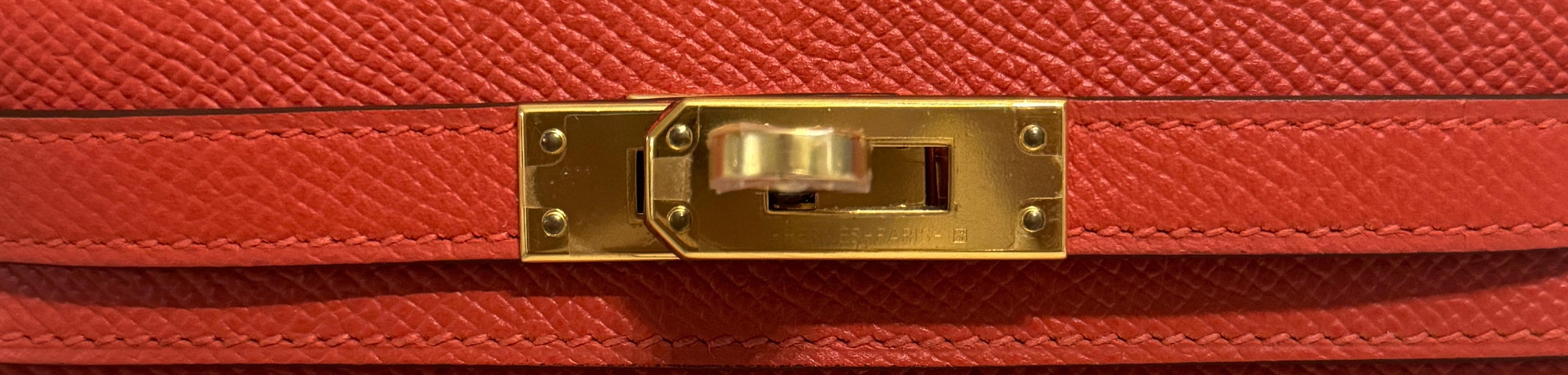 Hermes Kelly Mini 20 Capucine Orange Red Epsom Leather Gold Hardware 3