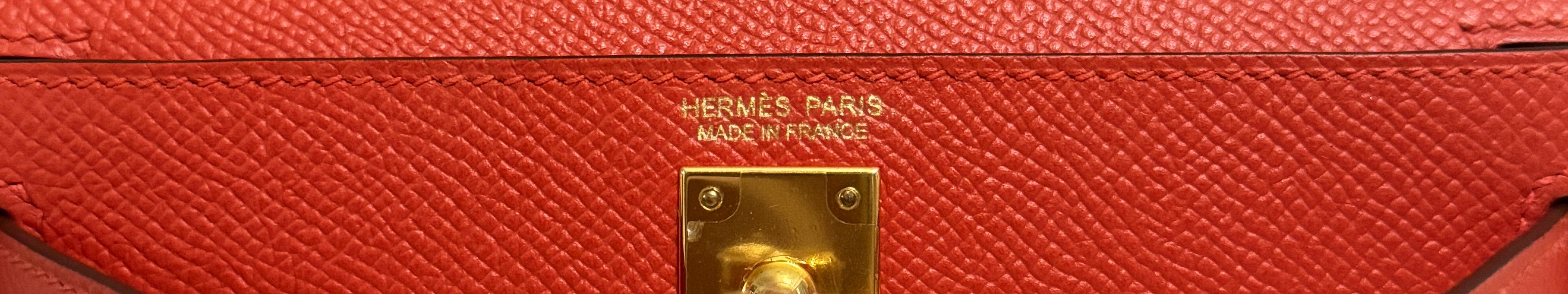 Hermes Kelly Mini 20 Capucine Orange Red Epsom Leather Gold Hardware 4