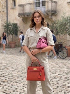 Hermes Kelly Mini 20 Capucine Orange Red Epsom Leather Gold Hardware Handbag