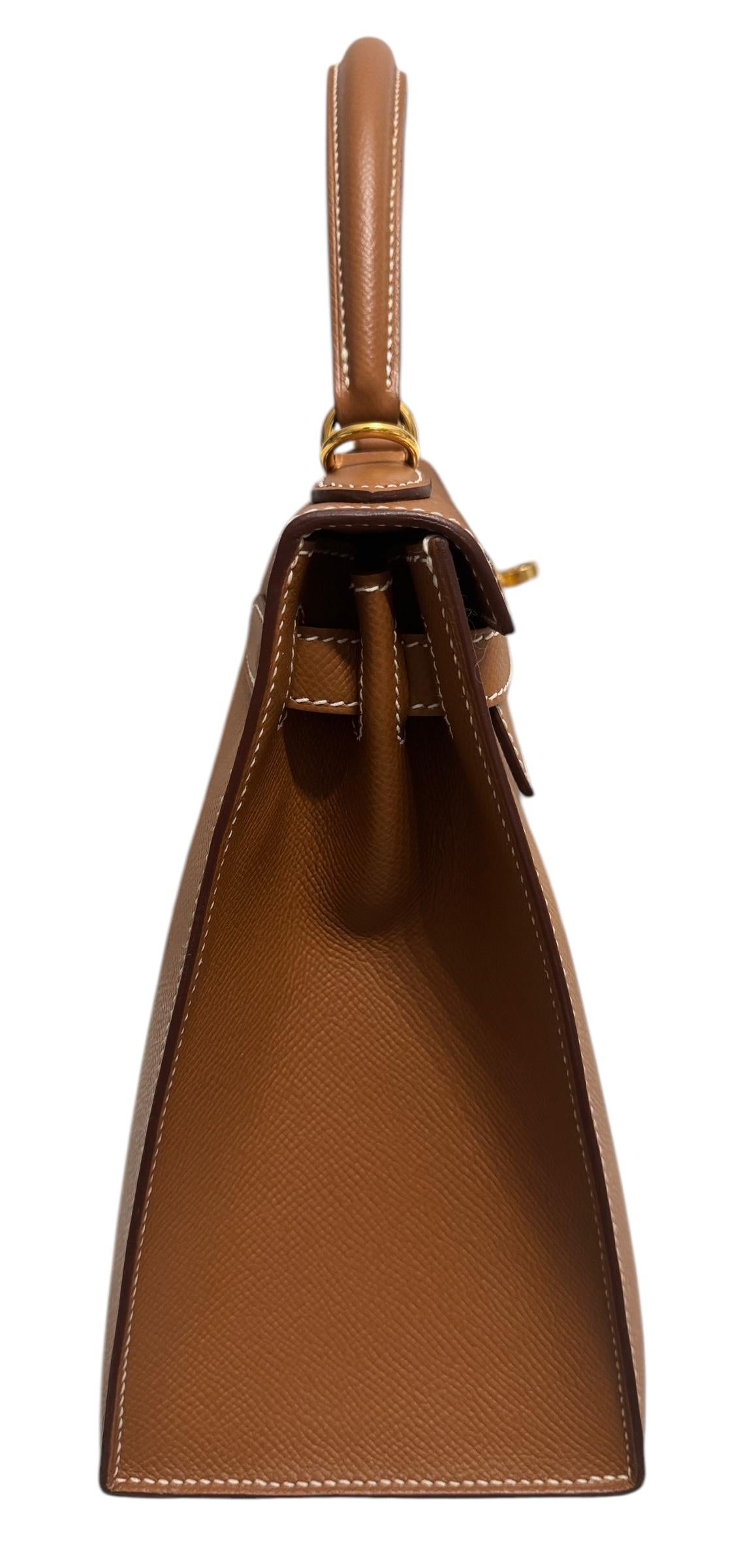 Women's or Men's Hermes Kelly Mini 20 Gold Tan Epsom Leather Gold Hardware
