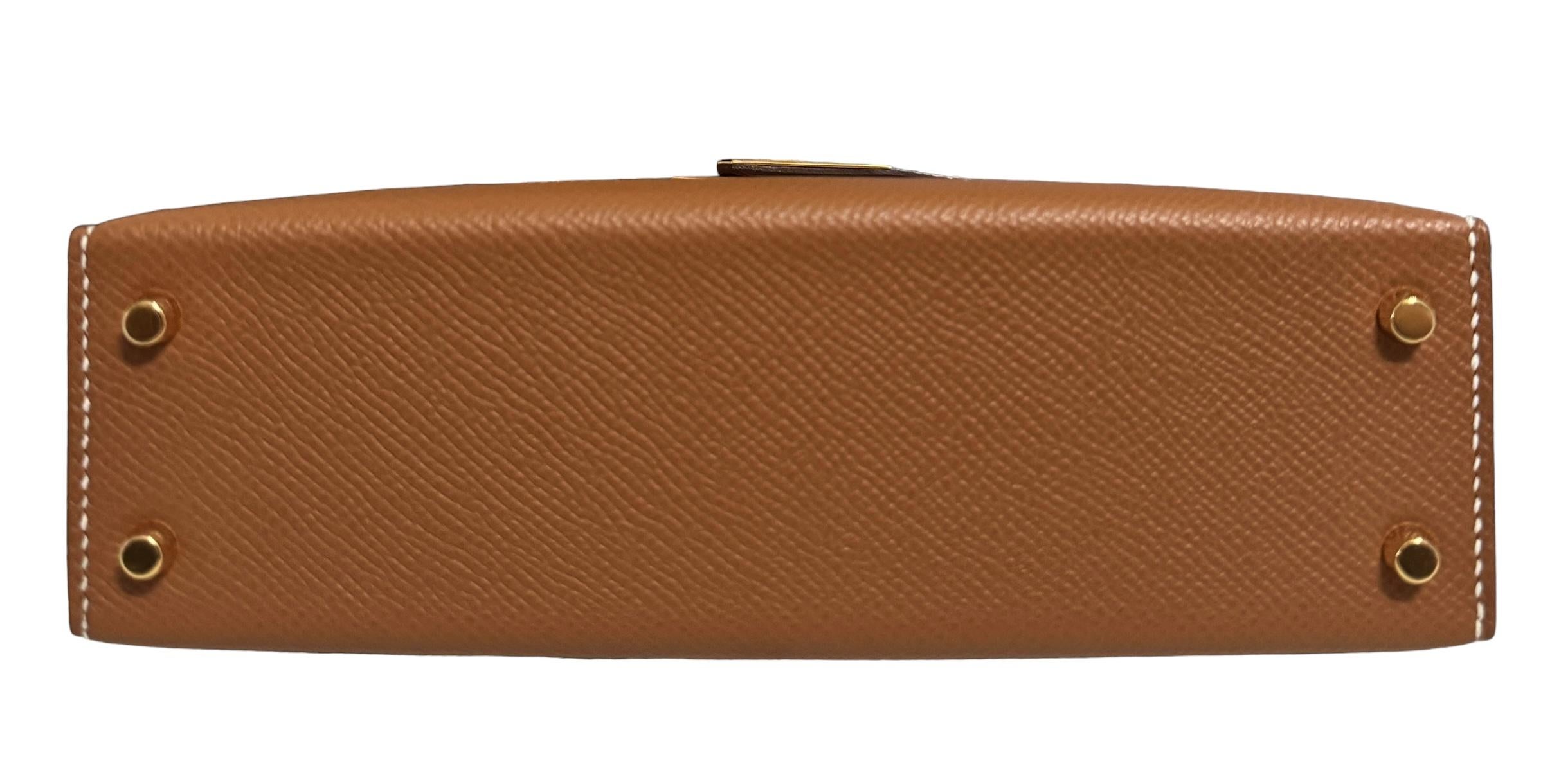 Hermes Kelly Mini 20 Gold Tan Epsom Leather Gold Hardware 1
