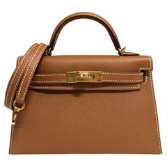 Hermes Kelly Mini 20 Gold Tan Epsom Leather Gold Hardware
