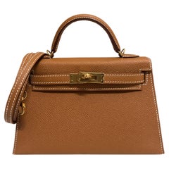 Hermes Kelly Mini 20 Gold Tan Epsom Leather Gold Hardware