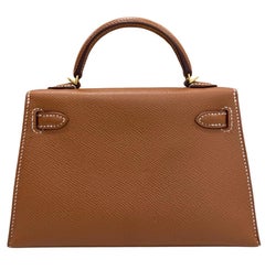 Hermes Kelly Mini 20 Gold Tan Epsom Leather Gold Hardware Shoulder Bag