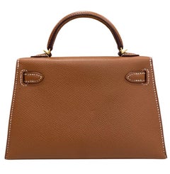 Hermes Kelly Mini 20 Gold Tan Epsom Leather Gold Hardware Shoulder Bag