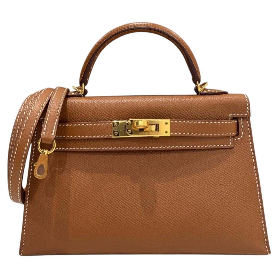 Hermes Mini Kelly 20 Gold Epsom leather shoulder bag with gold hardware — Hermès