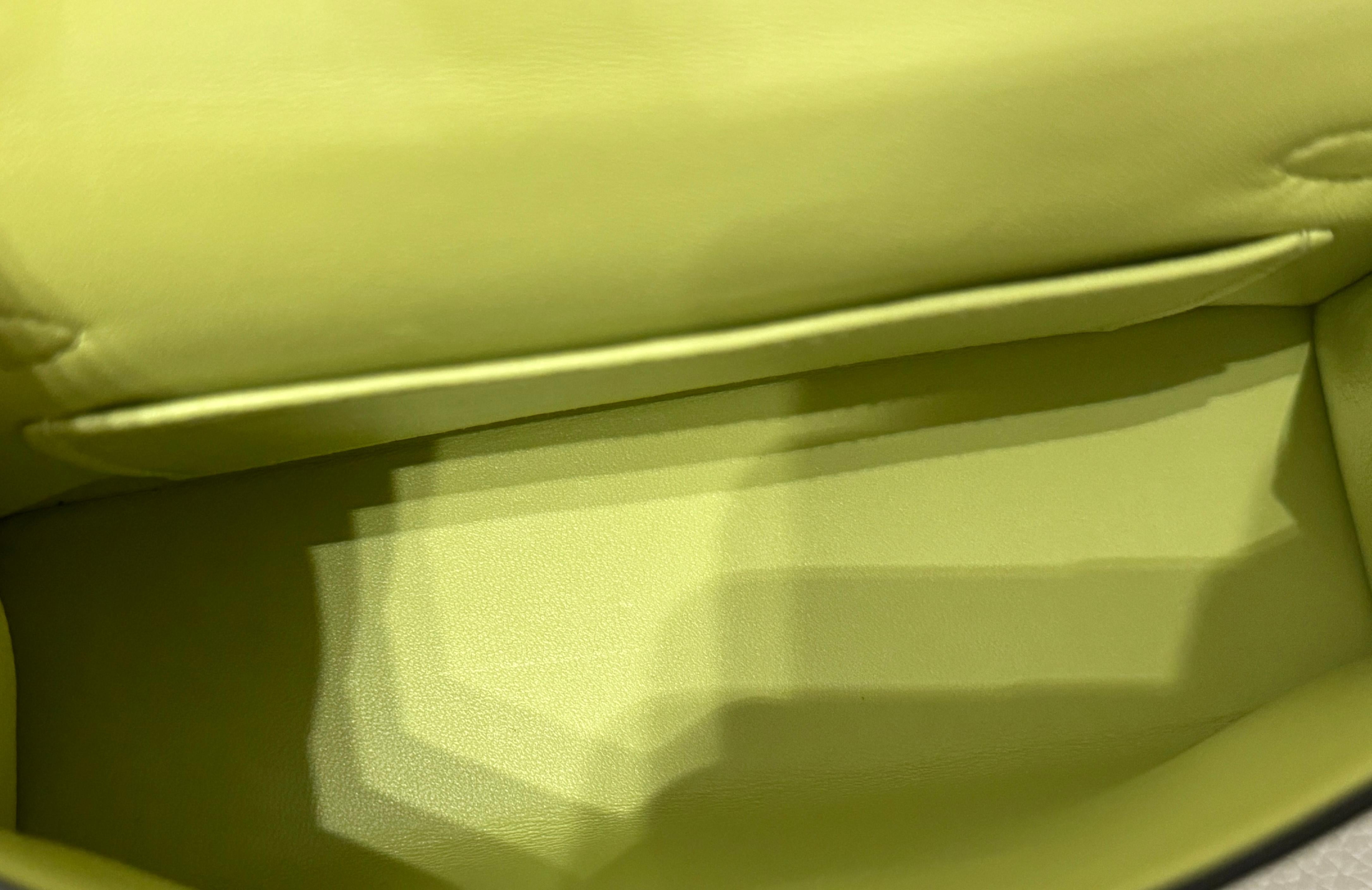 Hermes Kelly Mini 20 Jaune Bourgeon Yellow Green Chèvre Leather Palladium RARE 5