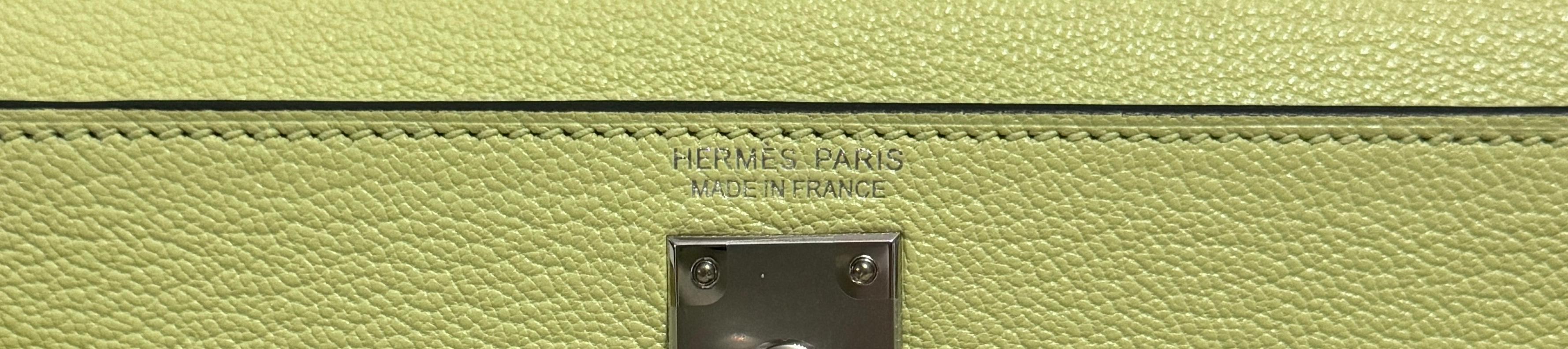 Hermes Kelly Mini 20 Jaune Bourgeon Yellow Green Chèvre Leather Palladium RARE 1
