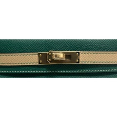 Hermes Kelly Mini 20 Malachite Trench Epsom Leather Permabrass HWR Shoulder Bag