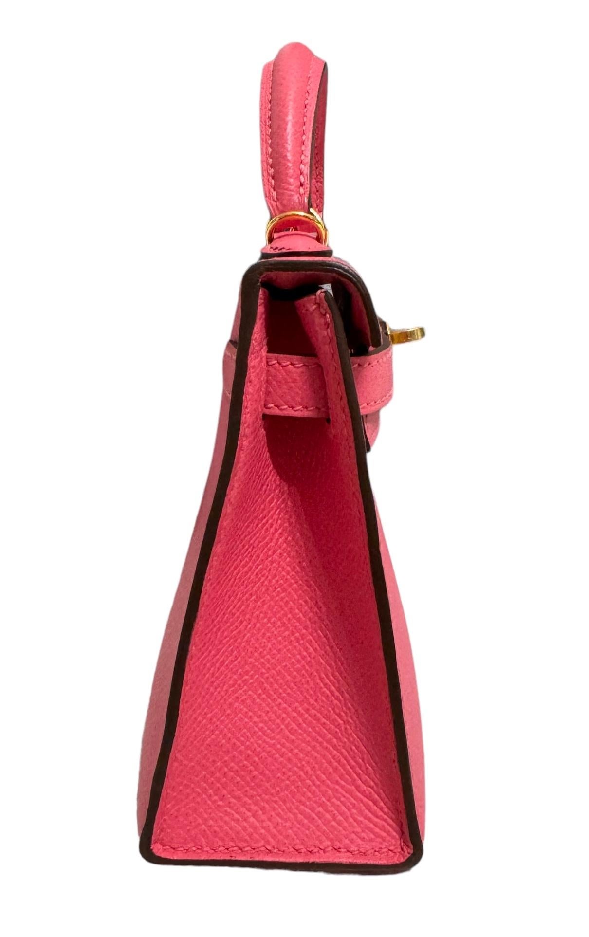 Hermes Kelly Mini 20 Rose Azalee Azalea Pink Epsom Leather Gold Hardware Unisexe en vente