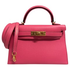 Hermes Kelly Mini 20 Rose Azalee Azalea Pink Epsom Leather Gold Hardware