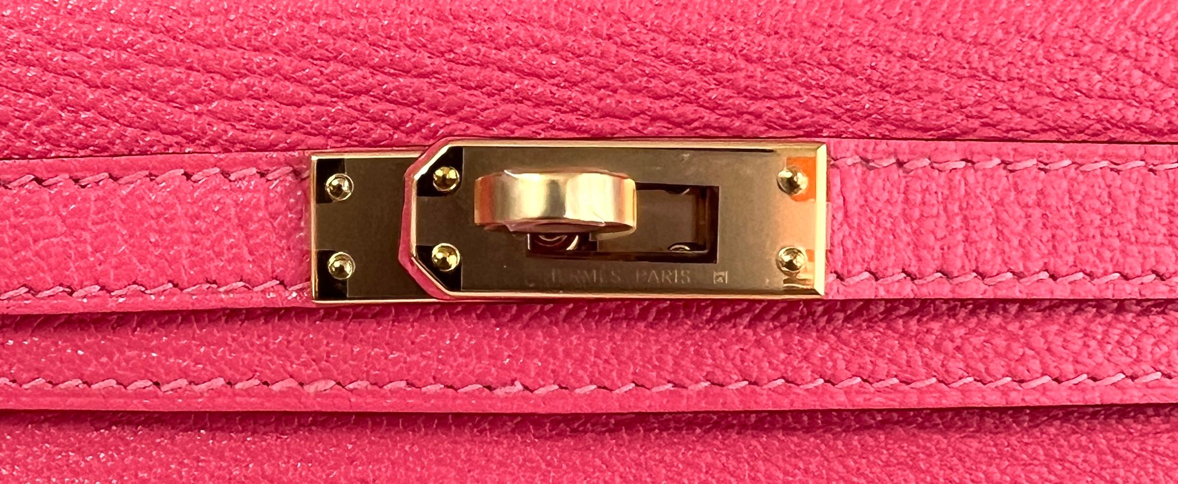 Hermes Kelly Mini 20 Rose Azalee Pink Chèvre Leather Gold Hardware NEW 1