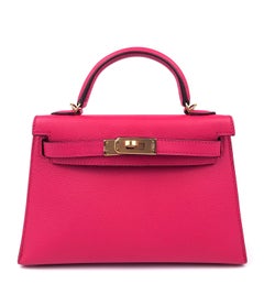 Hermes Kelly Mini 20 Rose Extreme Pink Epsom Gold Hardware