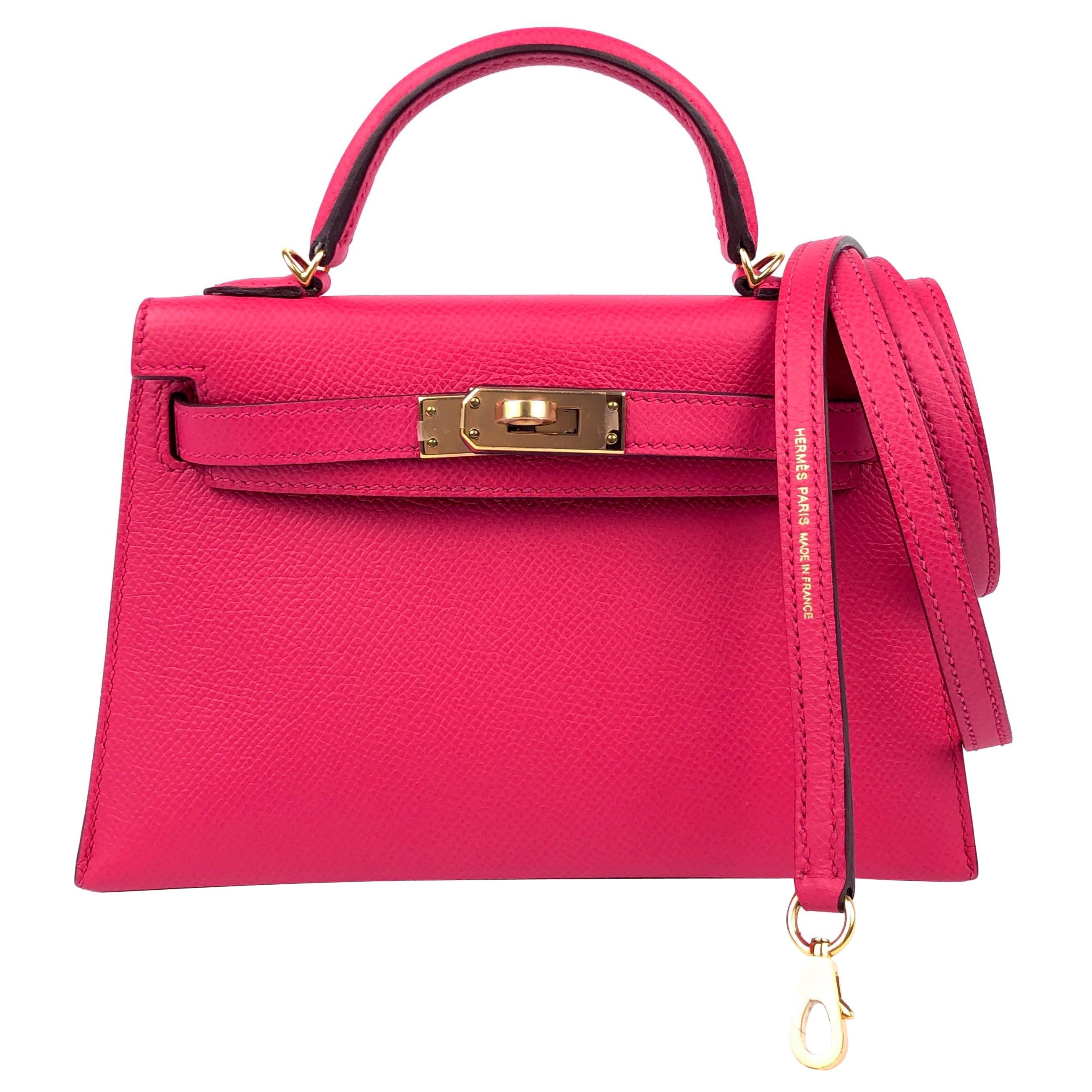 Hermes Kelly Mini 20 Rose Extreme Pink Epsom Gold Hardware