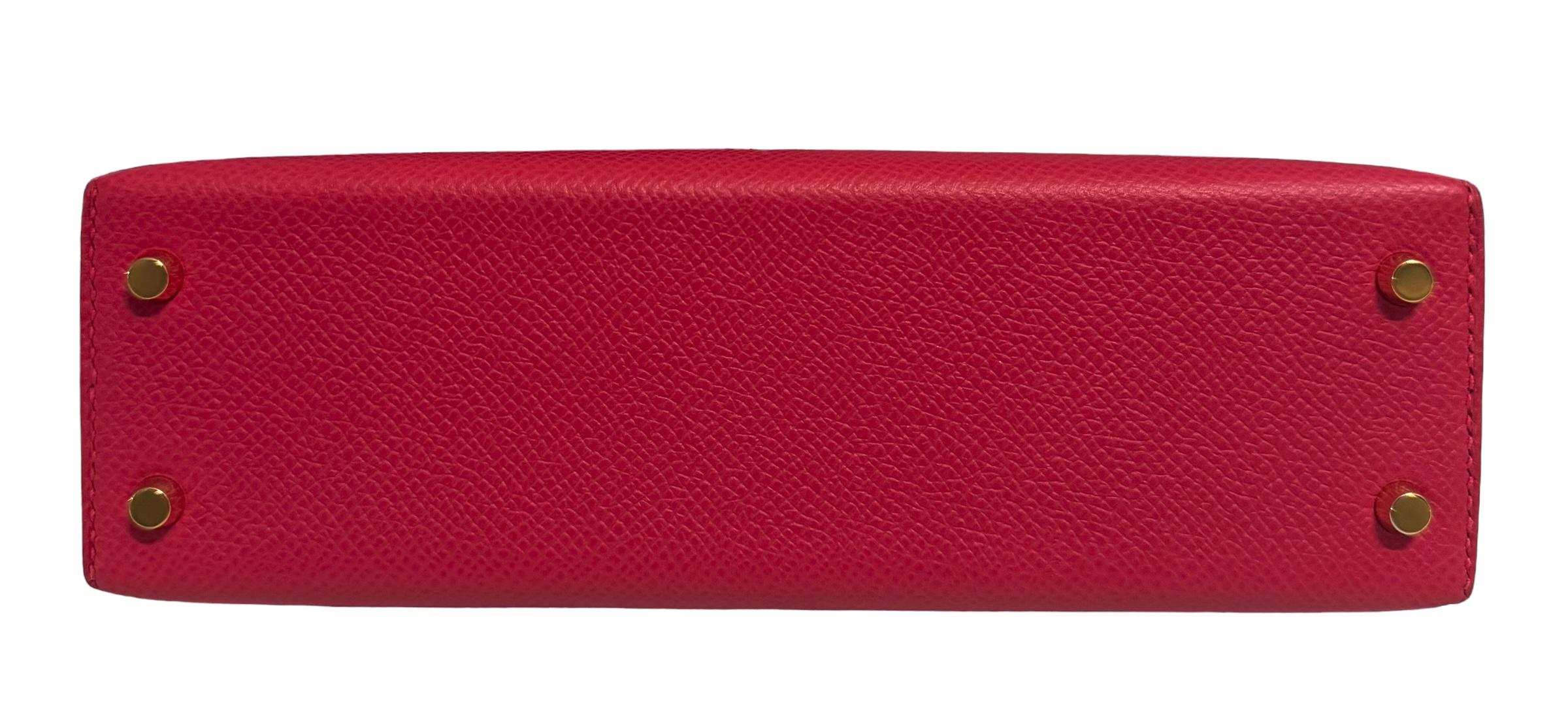Hermes Kelly Mini 20 Rose Extreme Pink Epsom Leather Gold Hardware 6